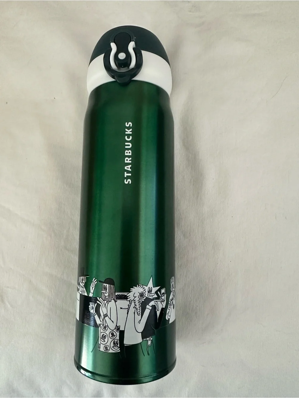 Starbucks Dark Green Stainless Steel Illustrated Travel Bottle